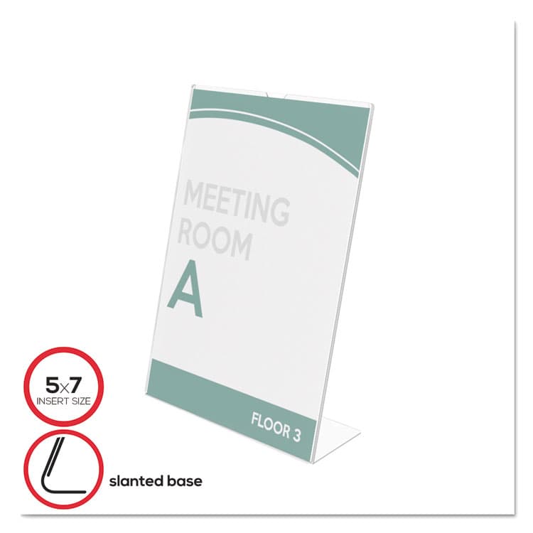 DEFLECTO CORPORATION Superior Image Slanted Sign Holder, Portrait, 5 x 7 Insert, Clear (DEF590301)