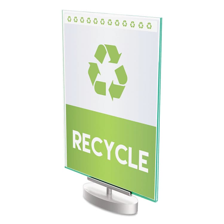 DEFLECTO CORPORATION Superior Image Swivel Sign Holder w/Green Edge, 8.5 x 11 Insert, Silver Base (DEF691590) thumbnail 2