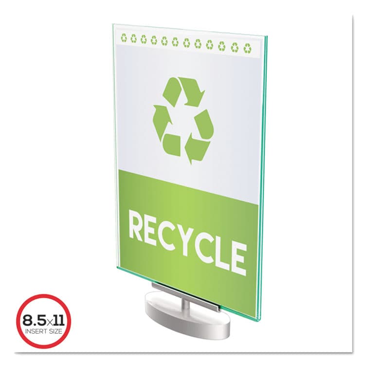 DEFLECTO CORPORATION Superior Image Swivel Sign Holder w/Green Edge, 8.5 x 11 Insert, Silver Base (DEF691590)