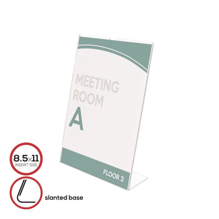 DEFLECTO CORPORATION Superior Image Slanted Sign Holder, Top Loading, Portrait, 8.5 x 11 Insert, Clear (DEF590101) thumbnail 2