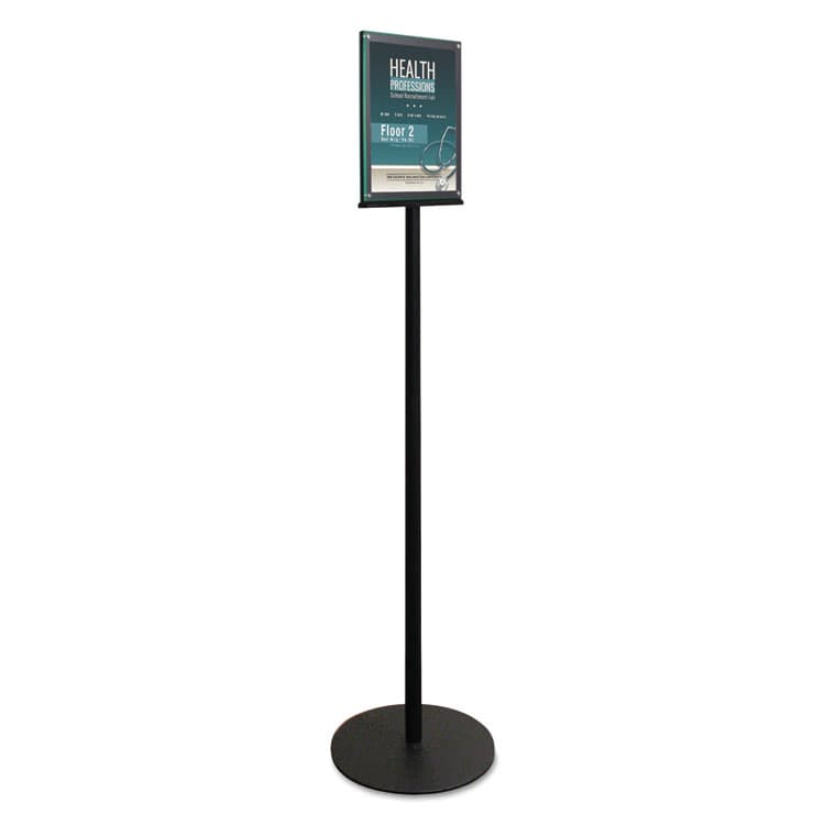 DEFLECTO CORPORATION Double-Sided Magnetic Sign Display, 8.5 x 11 Insert, 56" Tall, Clear/Black (DEF692056) thumbnail 2