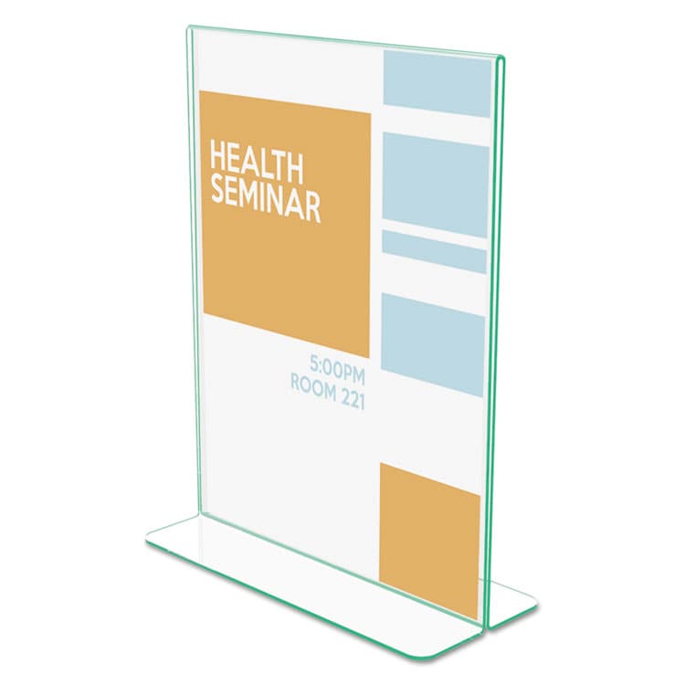 DEFLECTO CORPORATION Superior Image Premium Green Edge Sign Holders, 8.5 x 11 Insert, Clear/Green (DEF5991790) thumbnail 2