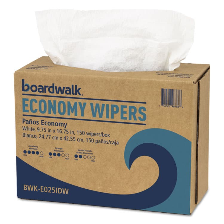 BOARDWALK Scrim Wipers, 4-Ply, 9.75 x 16.75, White, 150/Dispenser Pack, 6 Dispenser Packs/Carton (BWKE025IDW)