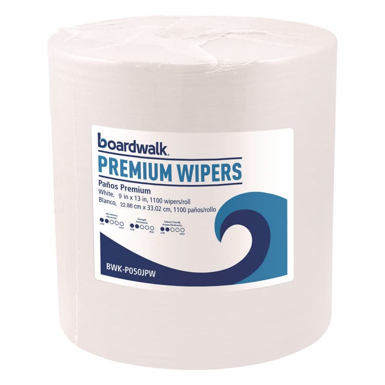 BOARDWALK Hydrospun Wipers, 9 x 13, White, 1,100/Roll (BWKP050JPW)