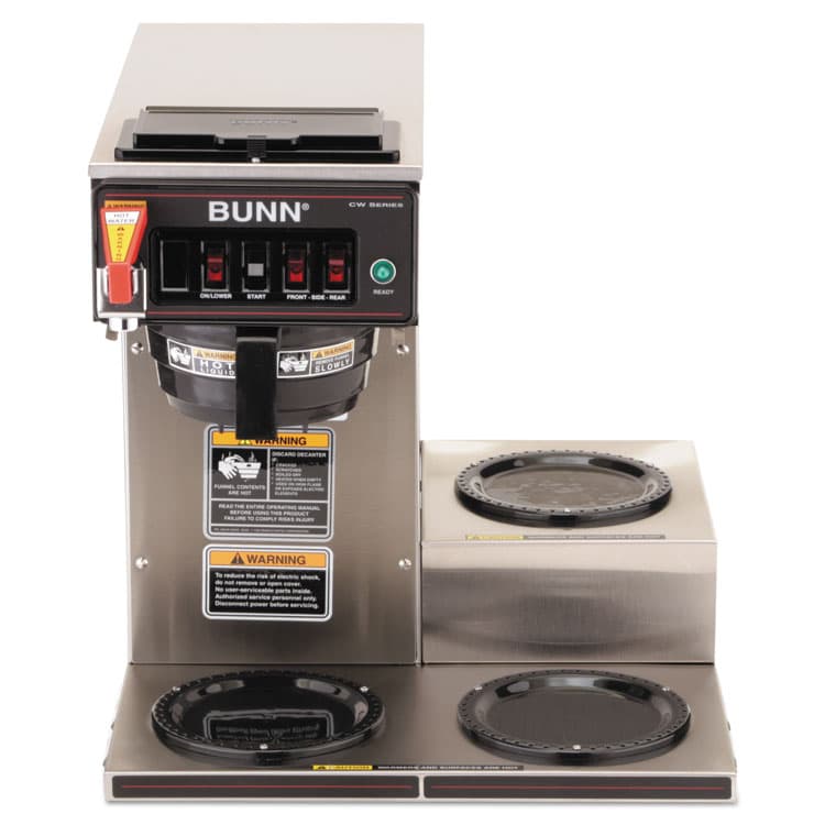 BUNN-O-MATIC CWTF-3 Three Burner Automatic Coffee Brewer, 12-Cup, Black/Stainless Steel (BUNCWTF153LP) thumbnail 2