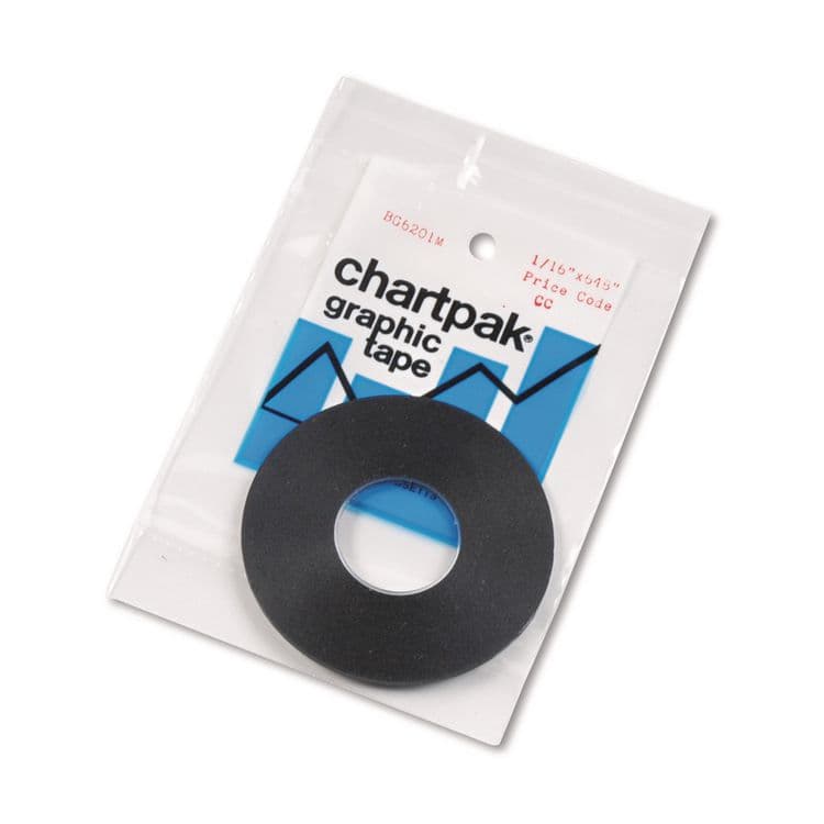 CHARTPAK/PICKETT Graphic Chart Tapes, 1" Core, 0.06" x 54 ft, Matte Black (CHABG6201M)