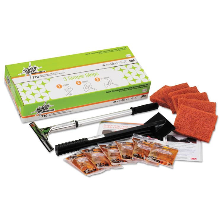 3M/COMMERCIAL TAPE DIV. Quick Clean Griddle Cleaning System Starter Kit, 4 x 5.24, Orange (MMM85793)