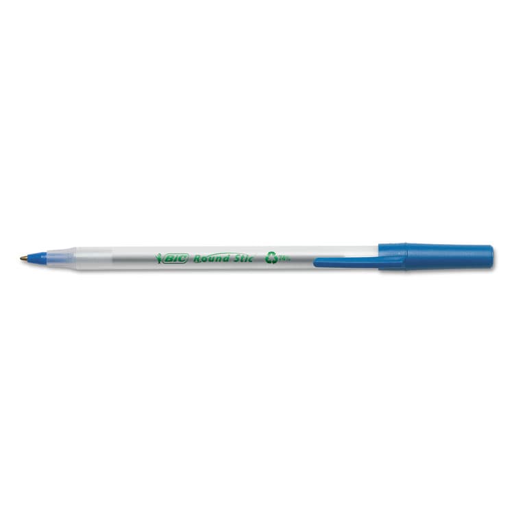 BIC CORP. Ecolutions Round Stic Ballpoint Pen Value Pack, Stick, Medium 1 mm, Blue Ink, Clear Barrel, 50/Pack (BICGSME509BE) thumbnail 3