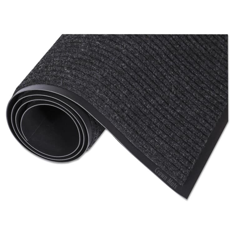 CROWN MATS & MATTING Needle-Rib Wiper/Scraper Mat, Rectangular, Charcoal Gray Ribbed Surface, 36" x 10 ft (CWNNR0310CH)