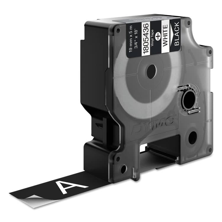 DYMO Rhino Permanent Vinyl Industrial Label Tape, 0.75" x 18 ft, Black/White Print (DYM1805436) thumbnail 2