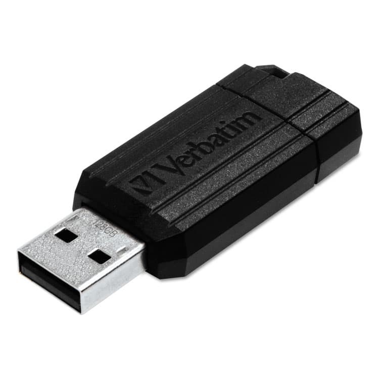 VERBATIM CORPORATION PinStripe USB 2.0 Flash Drive, 16 GB, Black (VER49063)