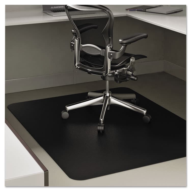 DEFLECTO CORPORATION EconoMat Non-Studded All Day Use Chair Mat for Hard Floors, Rectangular, 45" x 53", Black, Ships Flat (DEFCM21242BLK)