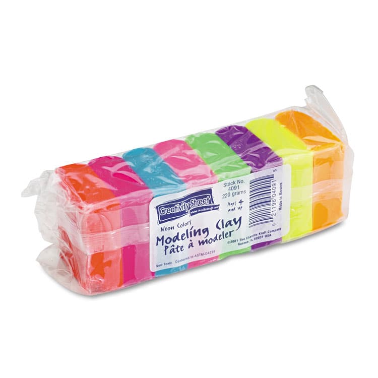 PACON CORPORATION Modeling Clay Assortment, 27.5 g of Each Color, Assorted Neon, 220 g (CKC4091)