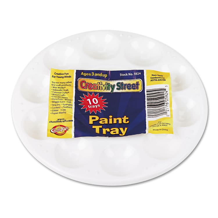 PACON CORPORATION Round Plastic Paint Trays for Classroom, White, 10/Pack (CKC5924) thumbnail 2