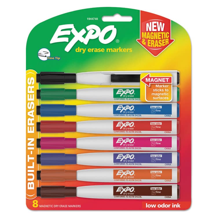SANFORD Magnetic Dry Erase Marker, Fine Bullet Tip, Assorted Colors, 8/Pack (SAN1944748)