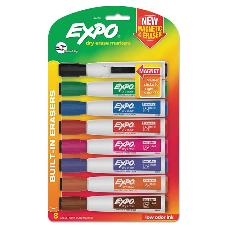 SANFORD Magnetic Dry Erase Marker, Broad Chisel Tip, Assorted Colors, 8/Pack (SAN1944741)