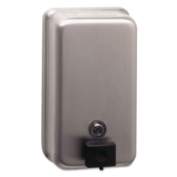 BOBRICK WASHROOM ClassicSeries Surface-Mounted Soap Dispenser, 40 oz, 4.75 x 3.5 x 8.13, Stainless Steel (BOB2111)