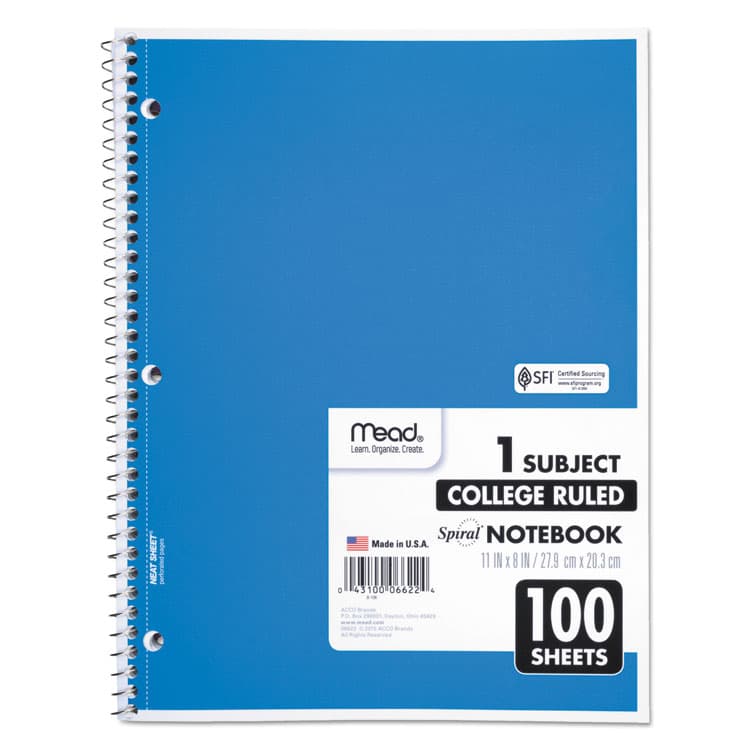 MEAD PRODUCTS Spiral Notebook, 1-Subject, Medium/College Rule, Randomly Assorted Cover Color, (100) 11 x 8 Sheets (MEA06622) thumbnail 4