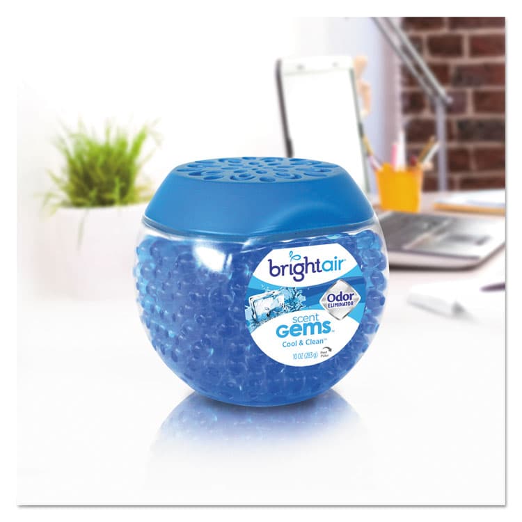 BRIGHT AIR Scent Gems Odor Eliminator, Cool and Clean, Blue, 10 oz Jar (BRI900228) thumbnail 4