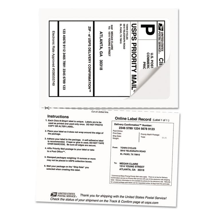 AVERY PRODUCTS CORPORATION Shipping Labels with Paper Receipt and TrueBlock Technology, Inkjet/Laser Printers, 5.06 x 7.63, White, 50/Pack (AVE5127) thumbnail 4
