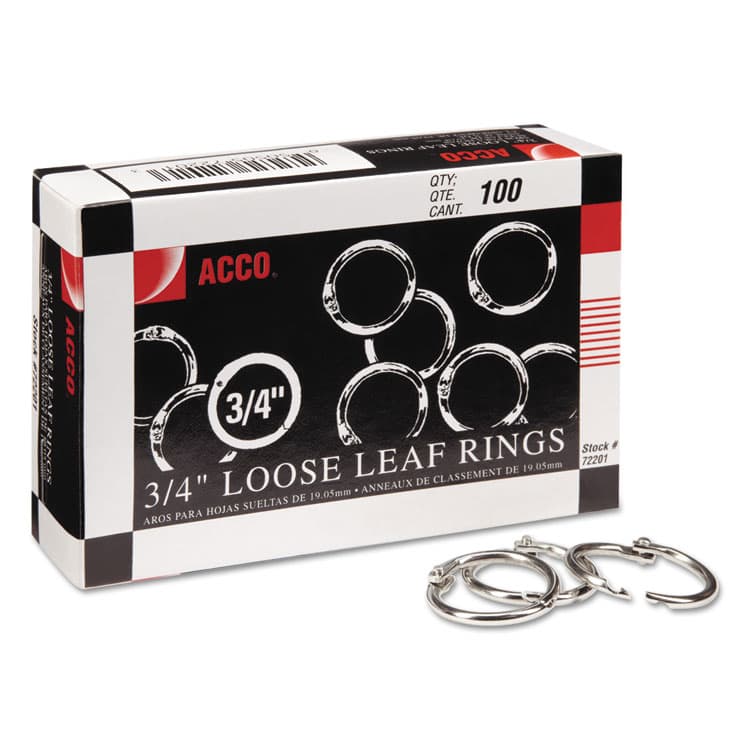 ACCO BRANDS, . Metal Book Rings, 0.75" Diameter, 100/Box (ACC72201)
