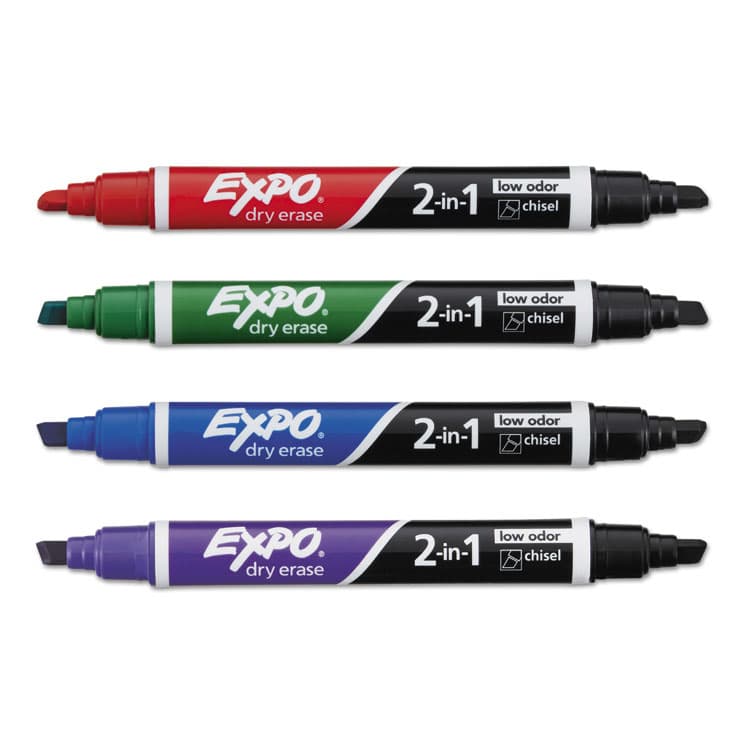 SANFORD 2-in-1 Dry Erase Markers, Fine/Broad Chisel Tips, Assorted Primary Colors, 4/Pack (SAN1944655) thumbnail 3