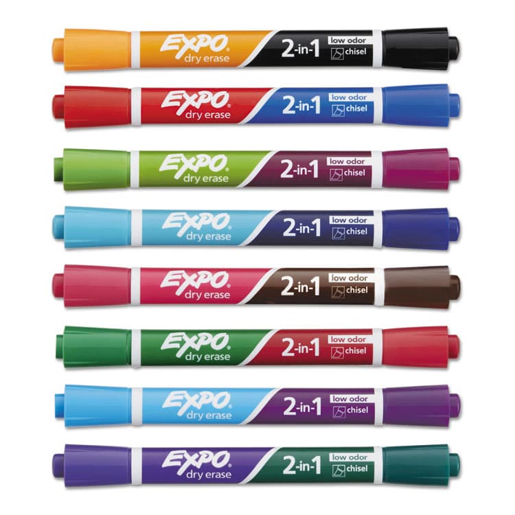 SANFORD 2-in-1 Dry Erase Markers, Fine/Broad Chisel Tips, Assorted Colors, 8/Pack (SAN1944658) thumbnail 3