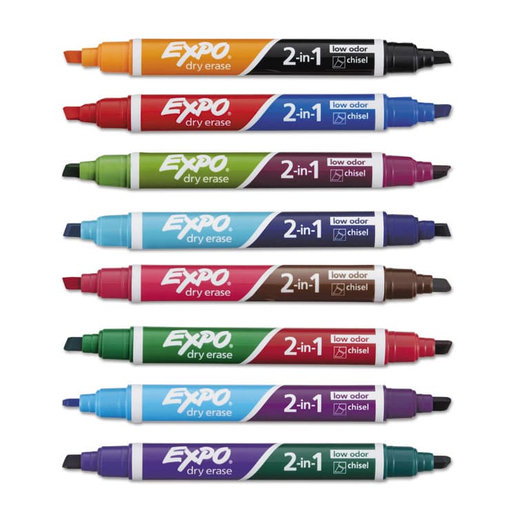 SANFORD 2-in-1 Dry Erase Markers, Fine/Broad Chisel Tips, Assorted Colors, 8/Pack (SAN1944658) thumbnail 4
