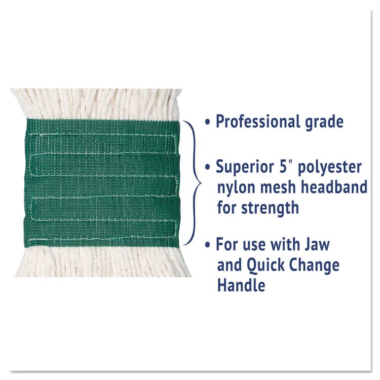 BOARDWALK Super Loop Wet Mop Head, Cotton/Synthetic Fiber, 5" Headband, Medium Size, White (BWK502WHEA) thumbnail 4