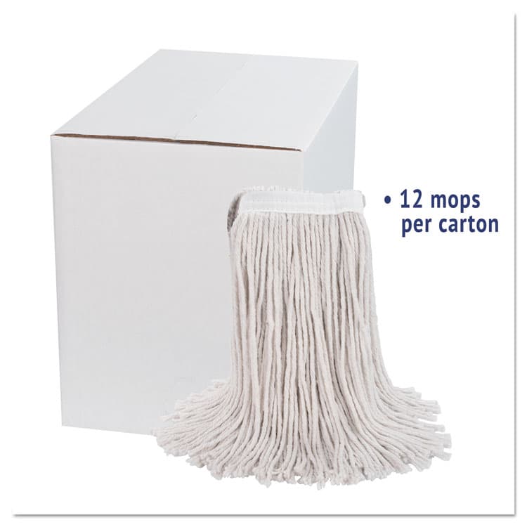 BOARDWALK Premium Cut-End Wet Mop Heads, Cotton, 24 oz, White, 12/Carton (BWK224CCT) thumbnail 2