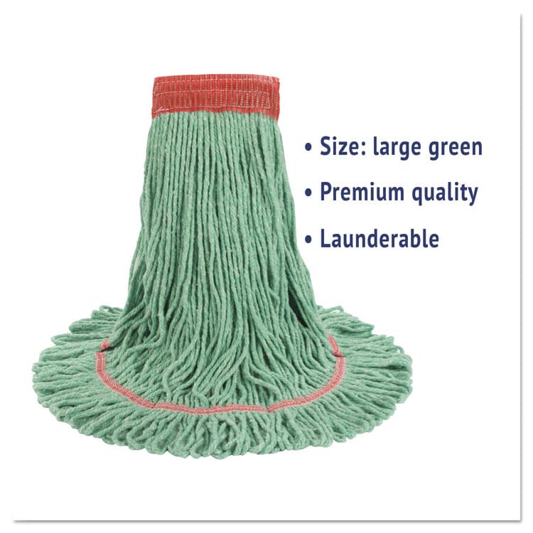 BOARDWALK Super Loop Wet Mop Head, Cotton/Synthetic Fiber, 5" Headband, Large Size, Green, 12/Carton (BWK503GNCT) thumbnail 3