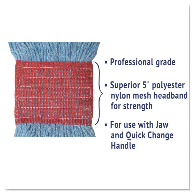 BOARDWALK Super Loop Wet Mop Head, Cotton/Synthetic Fiber, 5" Headband, Large Size, Blue (BWK503BLEA) thumbnail 4