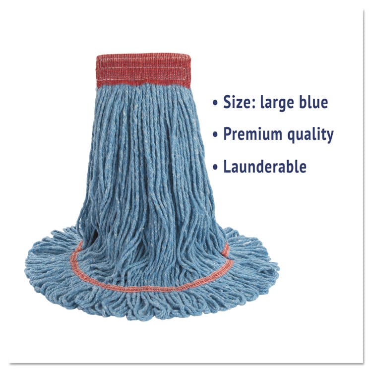 BOARDWALK Super Loop Wet Mop Head, Cotton/Synthetic Fiber, 5" Headband, Large Size, Blue, 12/Carton (BWK503BLCT) thumbnail 3