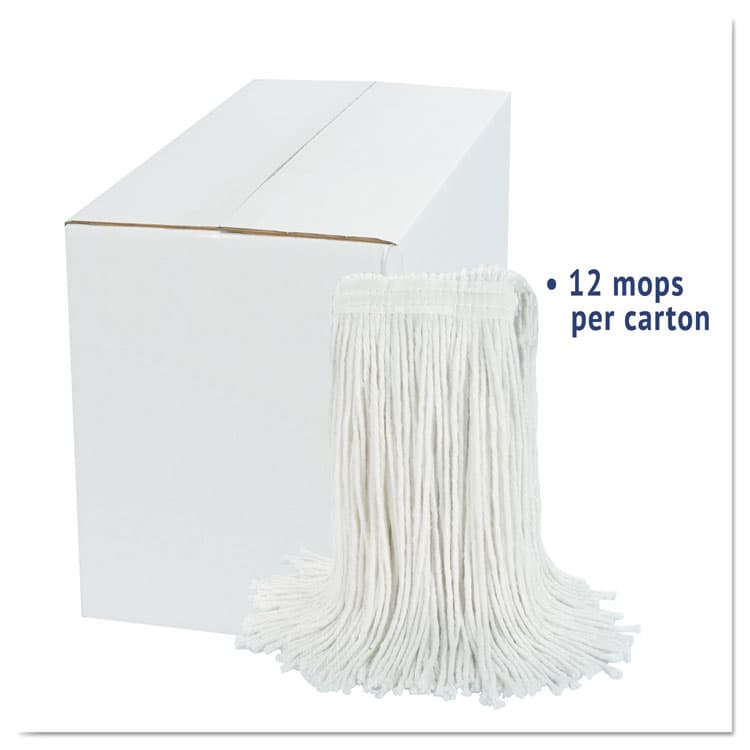 BOARDWALK Cut-End Wet Mop Head, Rayon, #24, White, 12/Carton (BWK2024RCT) thumbnail 2