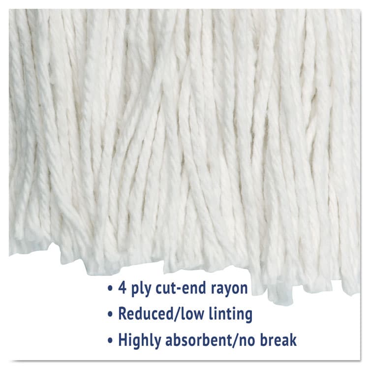 BOARDWALK Cut-End Wet Mop Head, Rayon, #24, White (BWK2024REA) thumbnail 3