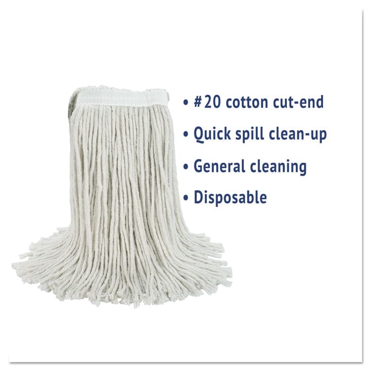 BOARDWALK Cut-End Wet Mop Head, Cotton, #20, White (BWK2020CEA) thumbnail 2