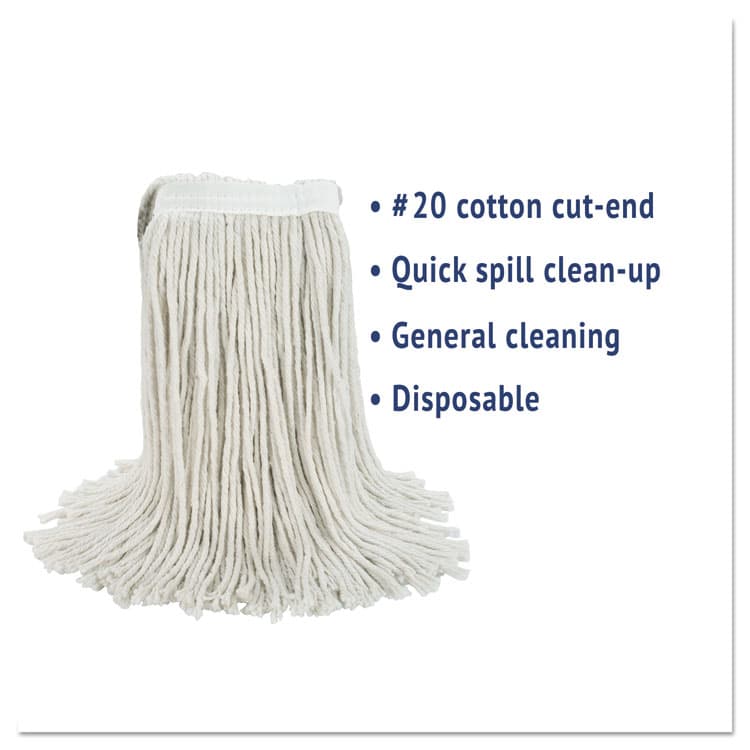 BOARDWALK Cut-End Wet Mop Head, Cotton, White, #20, 12/Carton (BWK2020CCT) thumbnail 3