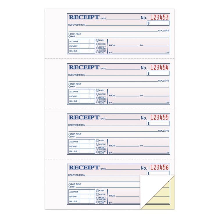 TOPS BUSINESS FORMS Money and Rent Receipt Books, Account + Payment Sections, Two-Part Carbonless, 7.13 x 2.75, 4 Forms/Sheet, 400 Forms Total (TOP46816)