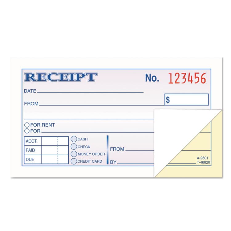 TOPS BUSINESS FORMS Money and Rent Receipt Books, Two-Part Carbonless, 4.78 x 2.75, 50 Forms Total (TOP46820)