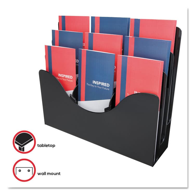 DEFLECTO CORPORATION 3-Tier Document Organizer w/6 Removable Dividers, 13.38w x 3.5d x 11.5h, Black (DEF47634) thumbnail 2