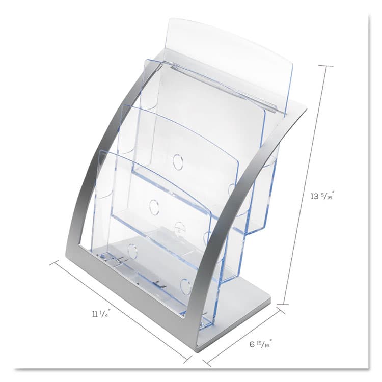 DEFLECTO CORPORATION 3-Tier Literature Holder, Leaflet Size, 11.25w x 6.94d x 13.31h, Silver (DEF693745) thumbnail 4