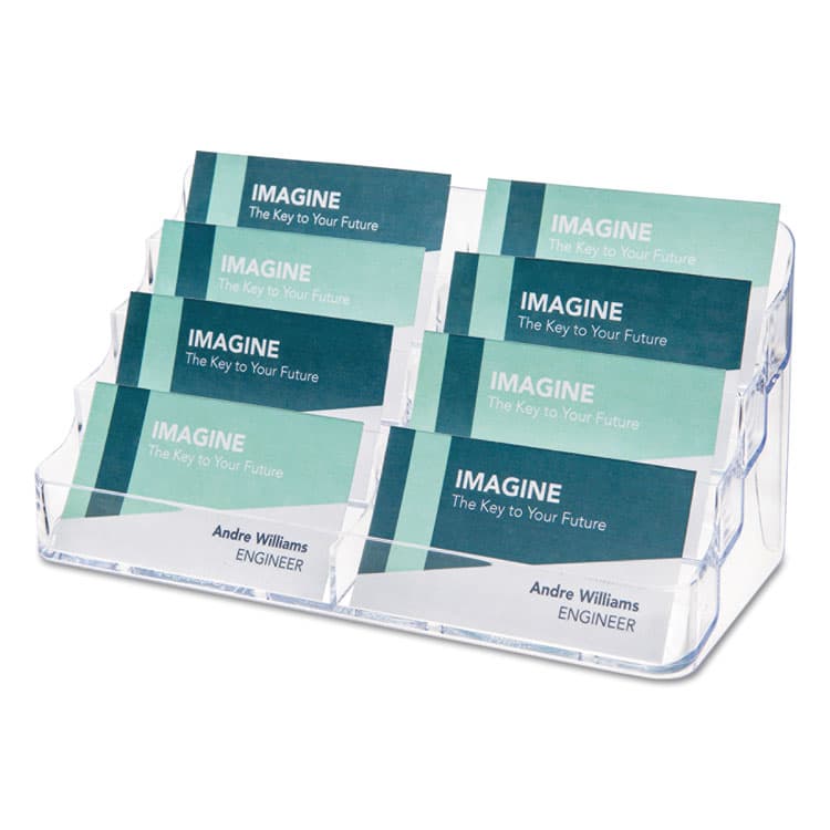 DEFLECTO CORPORATION 8-Pocket Business Card Holder, Holds 400 Cards, 7.78 x 3.5 x 3.38, Plastic, Clear (DEF70801)
