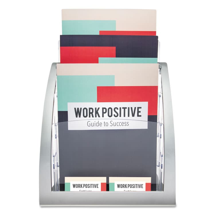 DEFLECTO CORPORATION 3-Tier Literature Holder, Leaflet Size, 11.25w x 6.94d x 13.31h, Silver (DEF693745) thumbnail 3