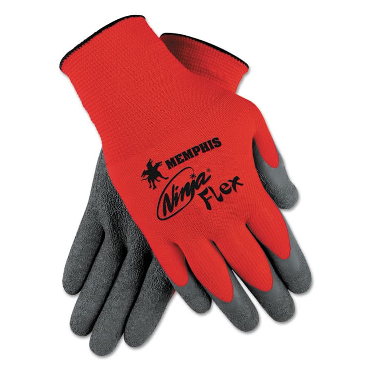 MCR SAFETY Ninja Flex Latex Coated Palm Gloves, EN388: 3131, 10" Long, Large, Red/Gray, 12 Pairs (CRWN9680L)
