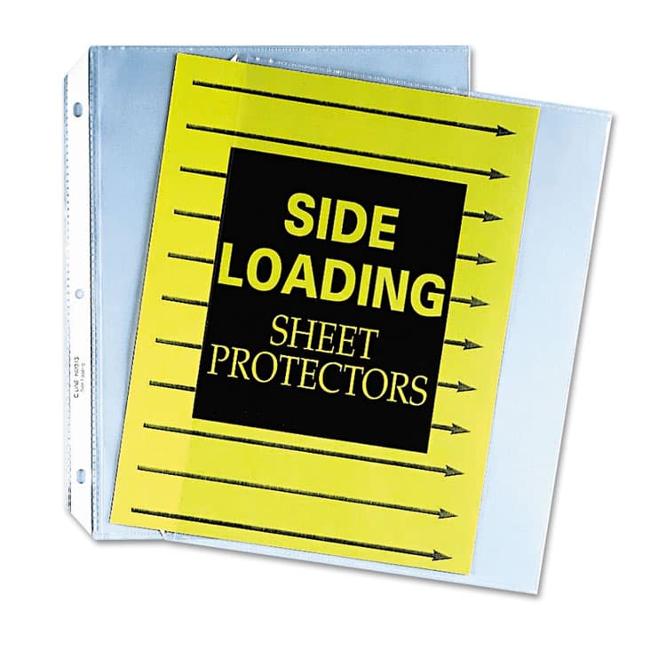 C-LINE PRODUCTS, Side Loading Polypropylene Sheet Protectors, Heavy-Duty, Side: 3-Hole Punched, Side Load 8.5 x 11 Insert, Clear Front, 50/Box (CLI62313) thumbnail 2