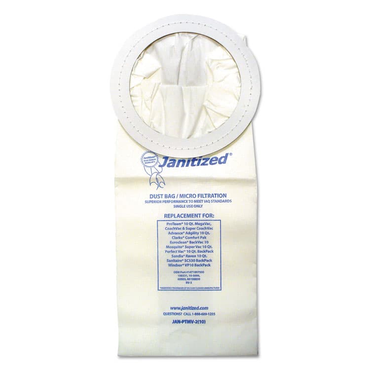 APC FILTRATION Vacuum Filters Designed to Fit Most Commercial 10 Qt. Backpack Vacs, 10/Pack (APCJANPTMV2PK)