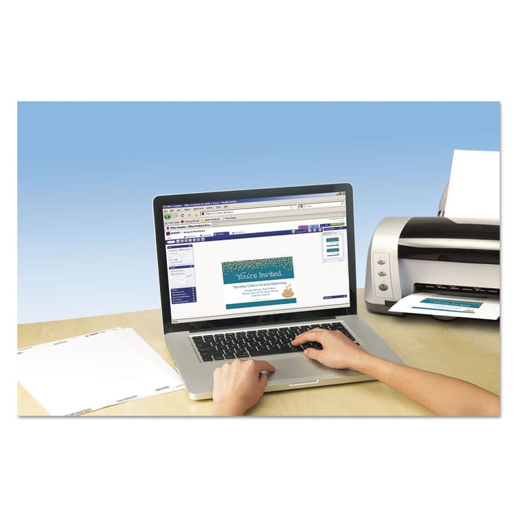 AVERY PRODUCTS CORPORATION Note Cards with Matching Envelopes, Inkjet, 65lb, 4.25 x 5.5, Textured Uncoated White, 50 Cards, 2 Cards/Sheet, 25 Sheets/Box (AVE3379) thumbnail 3