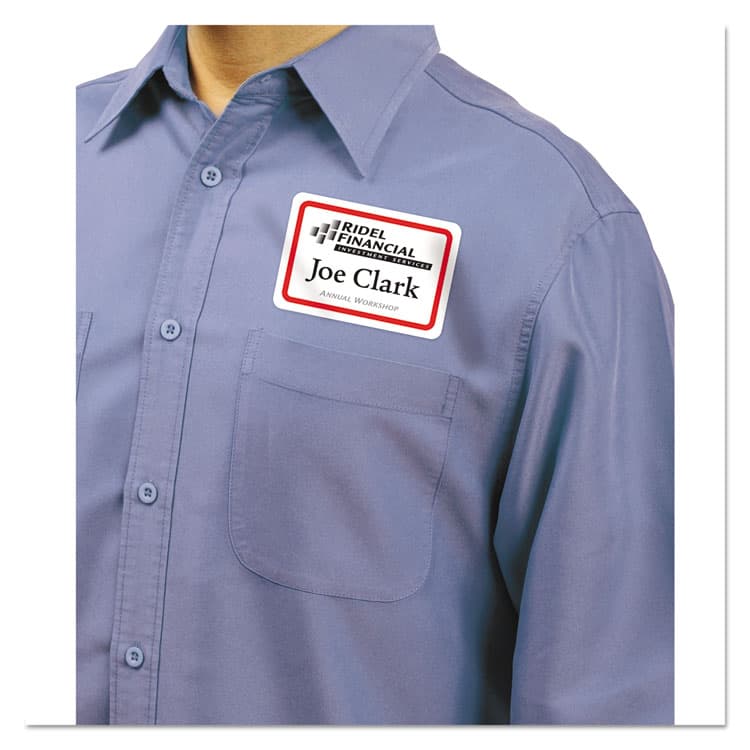 AVERY PRODUCTS CORPORATION Flexible Adhesive Name Badge Labels, 3.38 x 2.33, White/Red Border, 400/Box (AVE5095) thumbnail 2