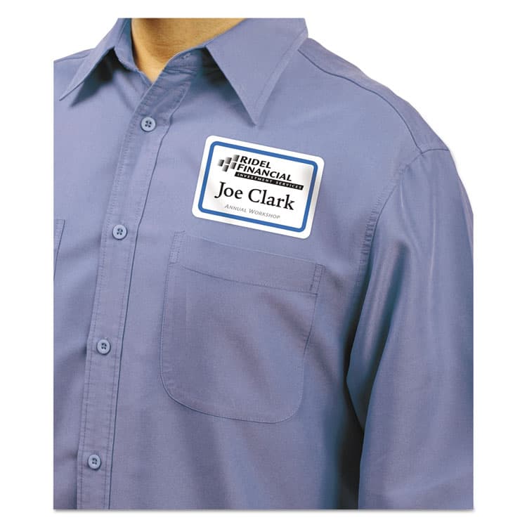 AVERY PRODUCTS CORPORATION Flexible Adhesive Name Badge Labels, 3.38 x 2.33, White/Blue Border, 400/Box (AVE5895) thumbnail 2