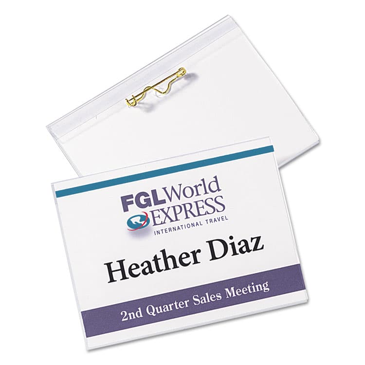 AVERY PRODUCTS CORPORATION Pin-Style Badge Holder with Laser/Inkjet Insert, Top Load, 4 x 3, White, 100/Box (AVE74540) thumbnail 4